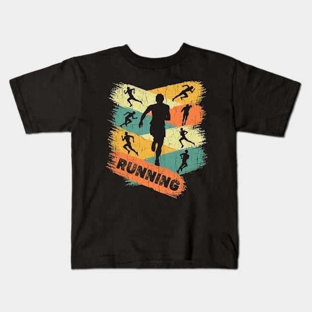 Retro Running Player Kids T-Shirt by AllWellia